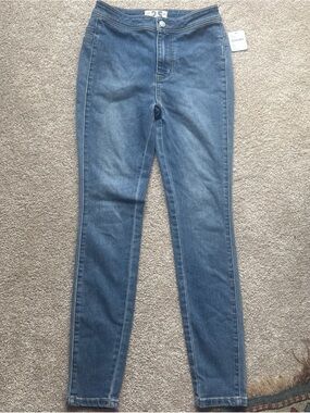 Free People Medium Blue High-Rise Skinny Jeans